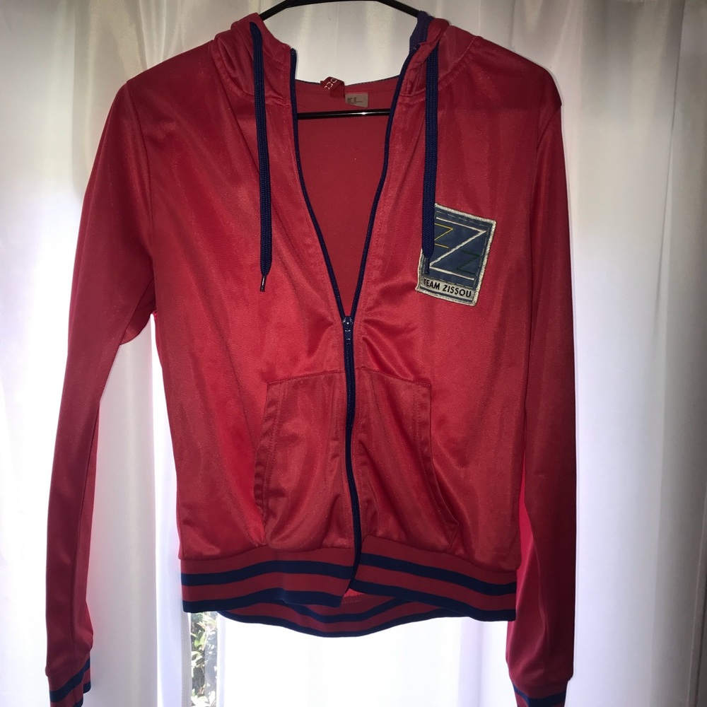 Pink Track Jacket With Captain Zissou Patch.